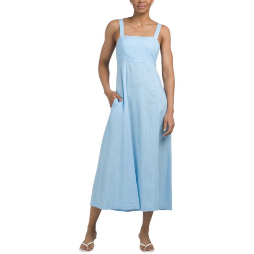 WHITE CLOSET Linen Blend Sleeveless Maxi Dress